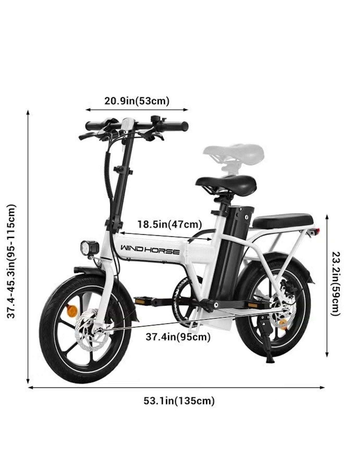 Folding Electric Bike with 350W High Speed Motor, 36V 8AH Battery, 40 KM/H Speed, 35 KM Range, Dual Disk Brakes, Carbon Alloy Frame and 16-Inch Tires, Portable Electric Bike with Dual Seat, Helmet and Safety Vest