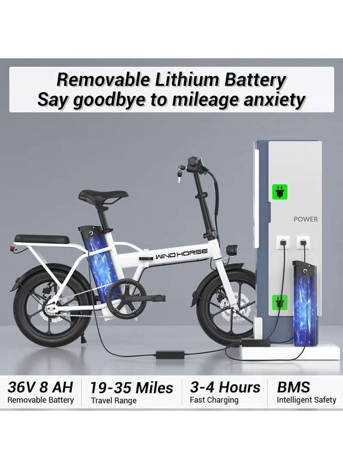 Folding Electric Bike with 350W High Speed Motor, 36V 8AH Battery, 40 KM/H Speed, 35 KM Range, Dual Disk Brakes, Carbon Alloy Frame and 16-Inch Tires, Portable Electric Bike with Dual Seat, Helmet and Safety Vest