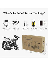 Folding electric bike package with accessories and a shipping box