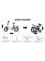 Folding Electric Bike with 350W High Speed Motor, 36V 8AH Battery, 40 KM/H Speed, 35 KM Range, Dual Disk Brakes, Carbon Alloy Frame, 16-Inch Tires, Front Suspension Fork, Portable Electric Bike with Dual Seat, Helmet and Safety Vest