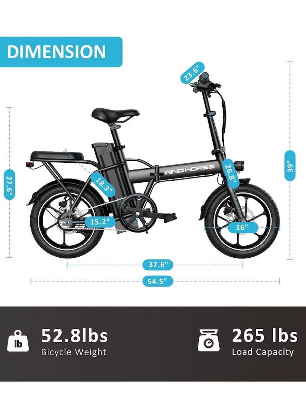 Folding Electric Bike with 350W High Speed Motor, 36V 8AH Battery, 40 KM/H Speed, 35 KM Range, Dual Disk Brakes, Carbon Alloy Frame and 16-Inch Tires, Portable Electric Bike with Dual Seat, Helmet and Safety Vest
