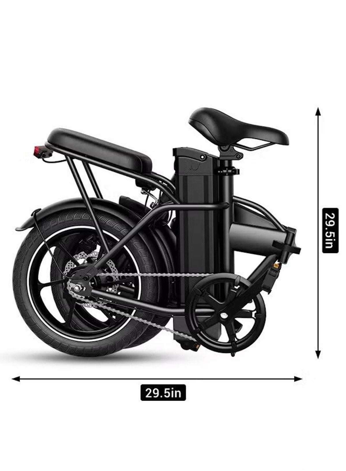 Folding Electric Bike with 350W High Speed Motor, 36V 8AH Battery, 40 KM/H Speed, 35 KM Range, Dual Disk Brakes, Carbon Alloy Frame and 16-Inch Tires, Portable Electric Bike with Dual Seat, Helmet and Safety Vest