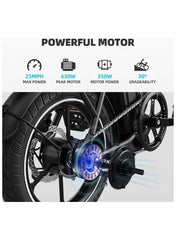 Folding Electric Bike with 350W High Speed Motor, 36V 8AH Battery, 40 KM/H Speed, 35 KM Range, Dual Disk Brakes, Carbon Alloy Frame and 16-Inch Tires, Portable Electric Bike with Dual Seat, Helmet and Safety Vest