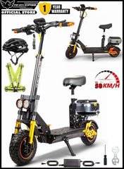 H4 Electric Scooter with 1800W Motor, 48V 13Ah Battery, 50KM/H Speed, 29KM Range, 11 Inches Tires, Dual Suspension, Disc Brakes, Remote Lock System, Storage Box and Seat