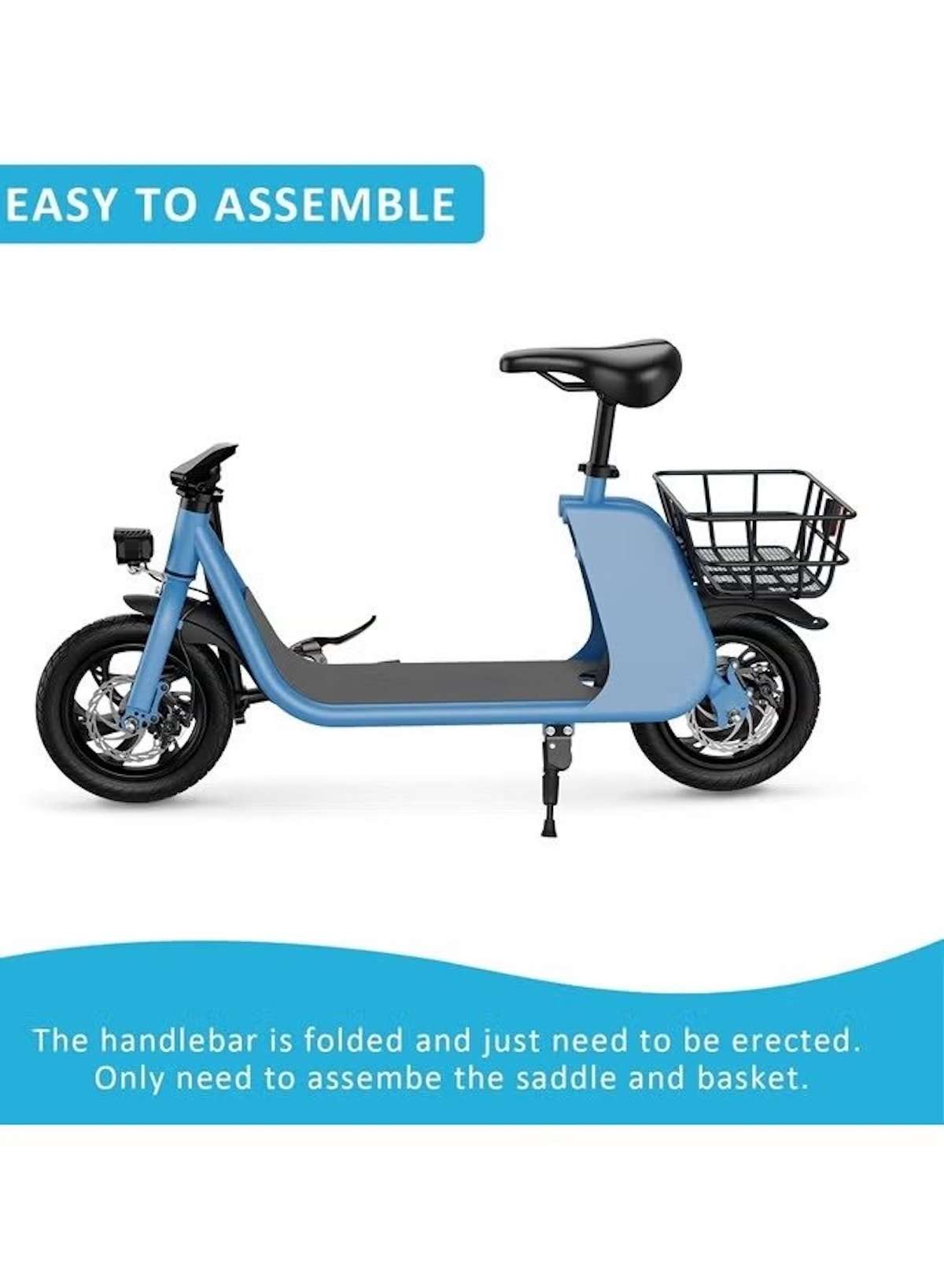 Premium Foldable Electric Scooter with Seat and Rear Basket, 450W Motor, 36V 8AH Battery, 25-35 KM/h Speed, Carbon Alloy Frame, 12.5 Inches Tires, Disk Brakes, Unisex Comfortable E-Scooter for Adults