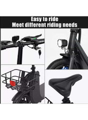 Premium Foldable Electric Scooter with Seat and Rear Basket, 450W Motor, 36V 8AH Battery, 25-35 KM/h Speed, Carbon Alloy Frame, 12.5 Inches Tires, Disk Brakes, Unisex Comfortable E-Scooter for Adults