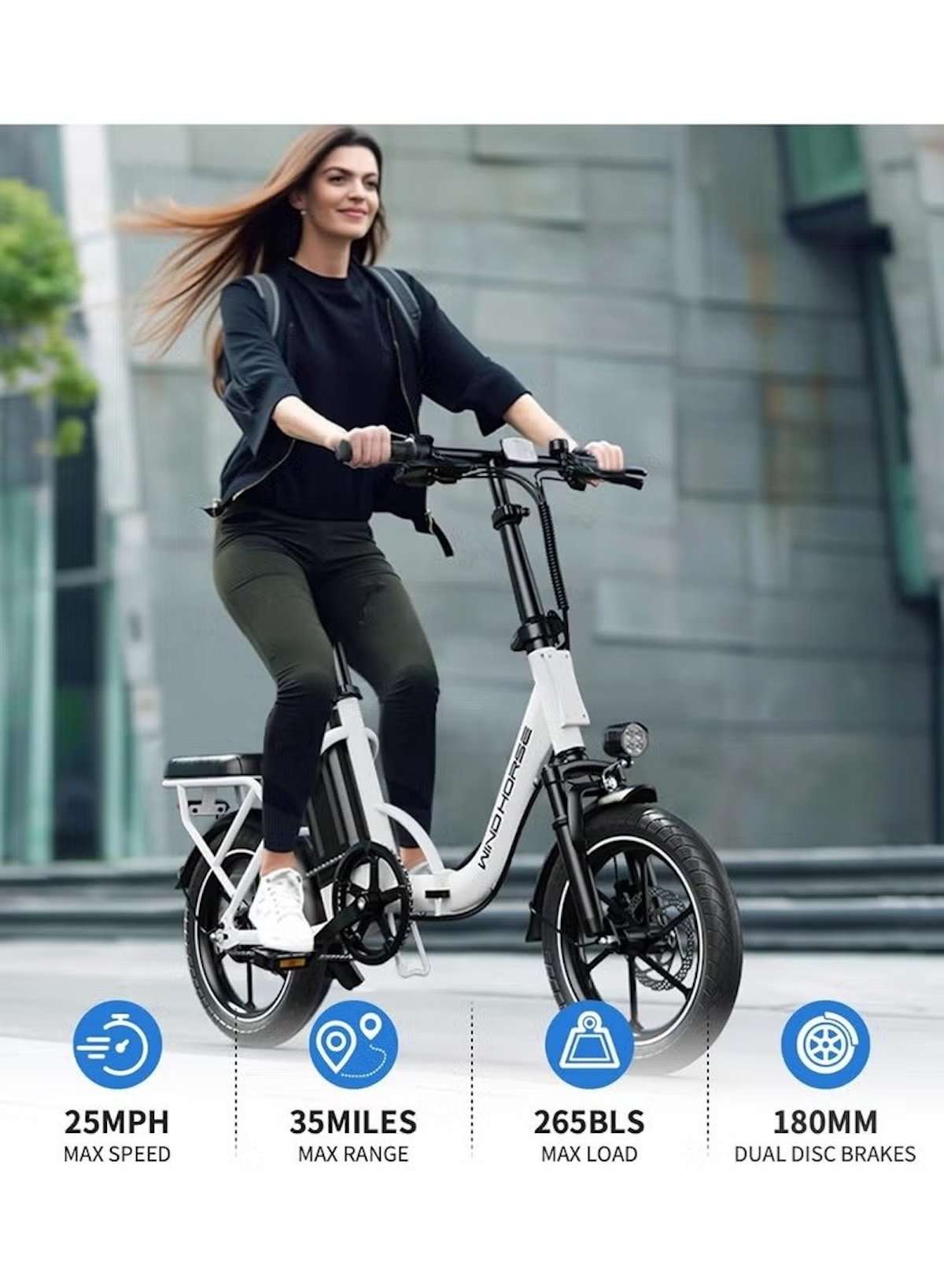 W2B Folding Electric Scooter with 350W High Speed Motor, 36V 8AH Battery, 40 KM/H Speed, 35 KM Range, Dual Disk Brakes, Carbon Alloy Frame, 16-Inch Tires, Front Suspension Fork, Portable Electric Scooter with Dual Seat