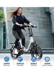 W2B Folding Electric Scooter with 350W High Speed Motor, 36V 8AH Battery, 40 KM/H Speed, 35 KM Range, Dual Disk Brakes, Carbon Alloy Frame, 16-Inch Tires, Front Suspension Fork, Portable Electric Scooter with Dual Seat