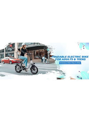 W2B Folding Electric Scooter with 350W High Speed Motor, 36V 8AH Battery, 40 KM/H Speed, 35 KM Range, Dual Disk Brakes, Carbon Alloy Frame, 16-Inch Tires, Front Suspension Fork, Portable Electric Scooter with Dual Seat