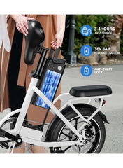 W2B Folding Electric Scooter with 350W High Speed Motor, 36V 8AH Battery, 40 KM/H Speed, 35 KM Range, Dual Disk Brakes, Carbon Alloy Frame, 16-Inch Tires, Front Suspension Fork, Portable Electric Scooter with Dual Seat