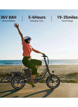 Black folding electric scooter with 16-inch wheels and upright handlebars