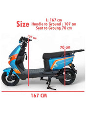 Electric Scooter for Adults with 1500W Motor, 60V 20Ah Battery, 85 km/h Max Speed, 50km Range, Carbon Alloy Frame, Remote Lock, Under-Seat Storage, 14-Inch Tires, Disc Brakes, 3-Speed Modes