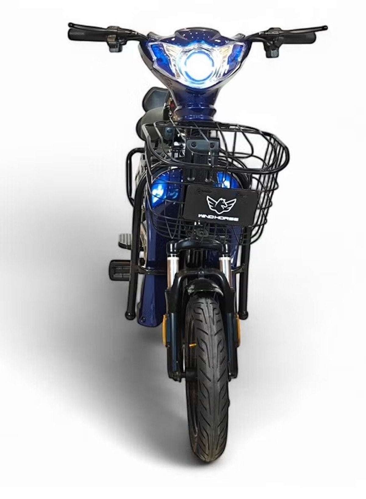 M1 Electric Delivery Bike 400W Motor, 48V 12Ah Battery, 55KM/H Max Speed, Dual Seat, 14 Inches Tires, Front Grocery Basket, Remote Lock Unlock System, Carbon Alloy Frame. 3-Speed Modes E-Bike