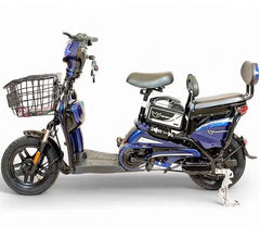 M1 Electric Delivery Bike 400W Motor, 48V 12Ah Battery, 55KM/H Max Speed, Dual Seat, 14 Inches Tires, Front Grocery Basket, Remote Lock Unlock System, Carbon Alloy Frame. 3-Speed Modes E-Bike
