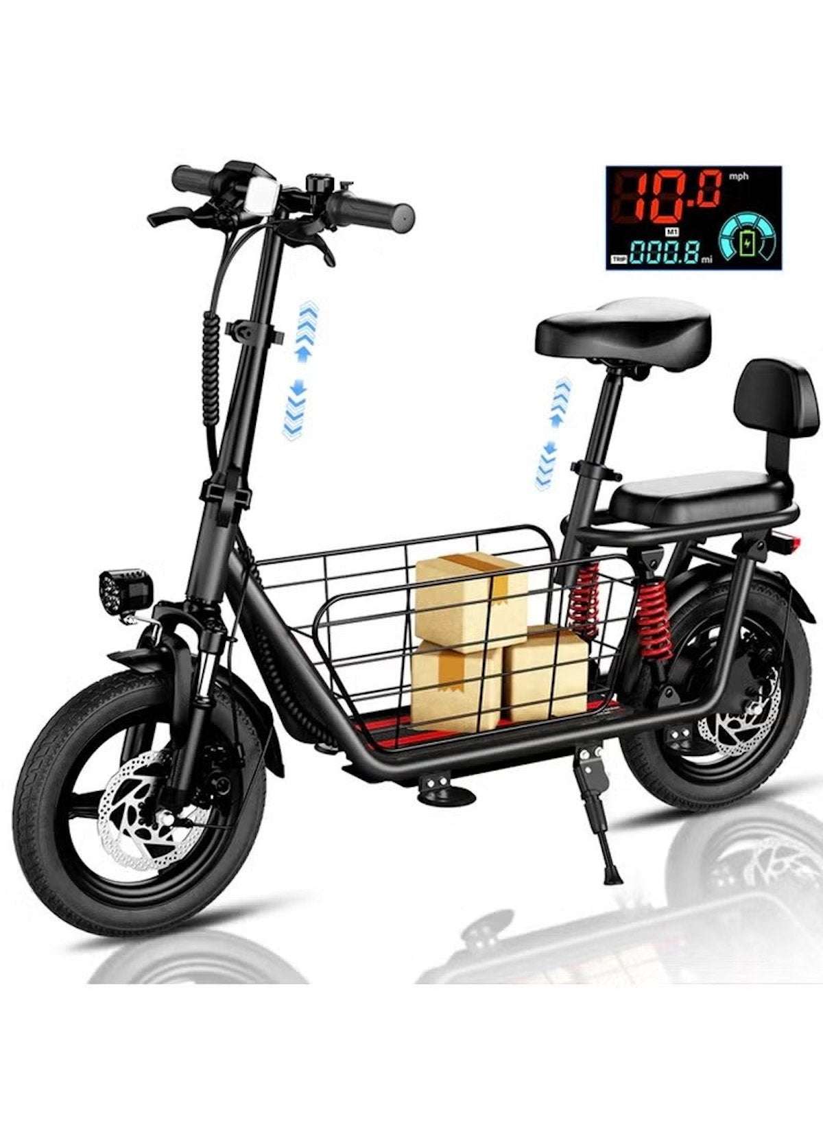 Electric Scooter 850W Motor with Dual Seat, 48V10Ah Battery, 50KM/H Speed, 40KM Range, Dual Suspension and Storage Basket, E-Scooter