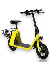 Premium Foldable Electric Scooter with Seat and Rear Basket, 450W Motor, 36V 8AH Battery, 25-35 KM/h Speed, Carbon Alloy Frame, 12.5 Inches Tires, Disk Brakes, Unisex Comfortable E-Scooter for Adults