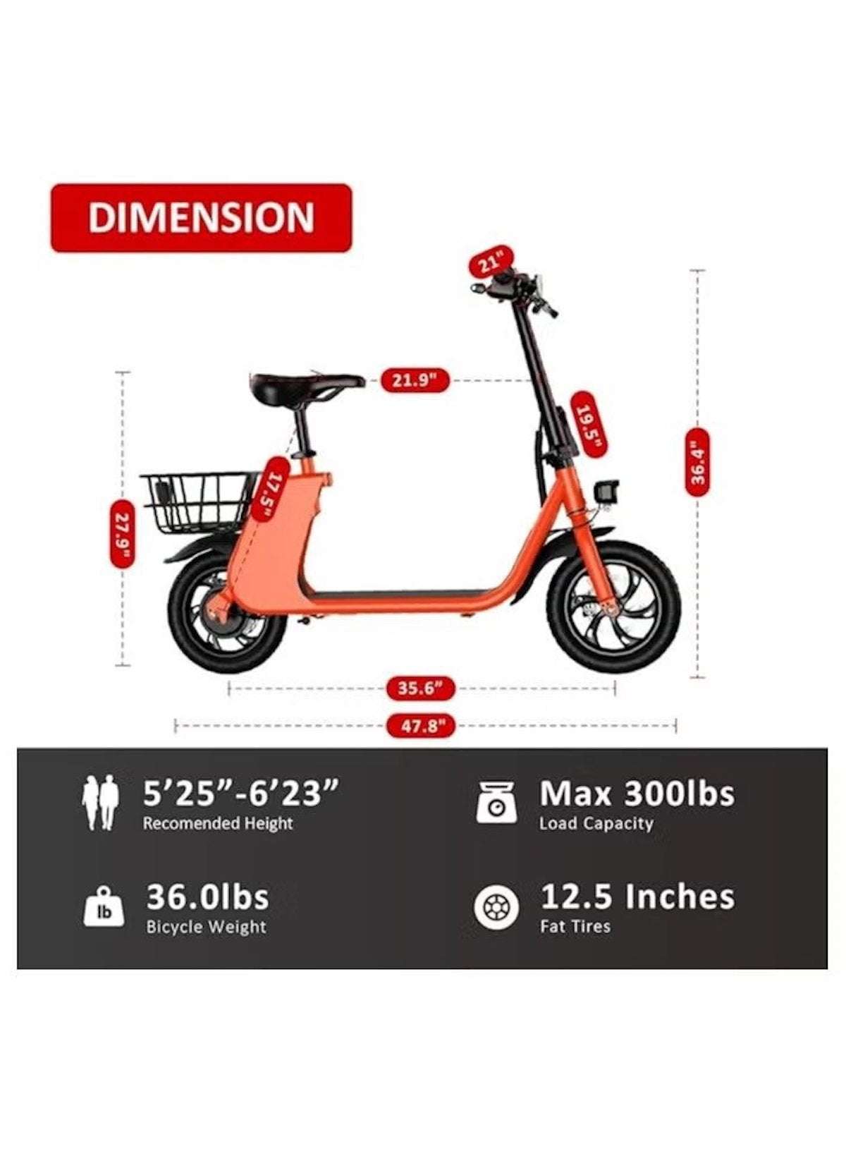 Premium Foldable Electric Scooter with Seat and Rear Basket, 450W Motor, 36V 8AH Battery, 25-35 KM/h Speed, Carbon Alloy Frame, 12.5 Inches Tires, Disk Brakes, Unisex Comfortable E-Scooter for Adults