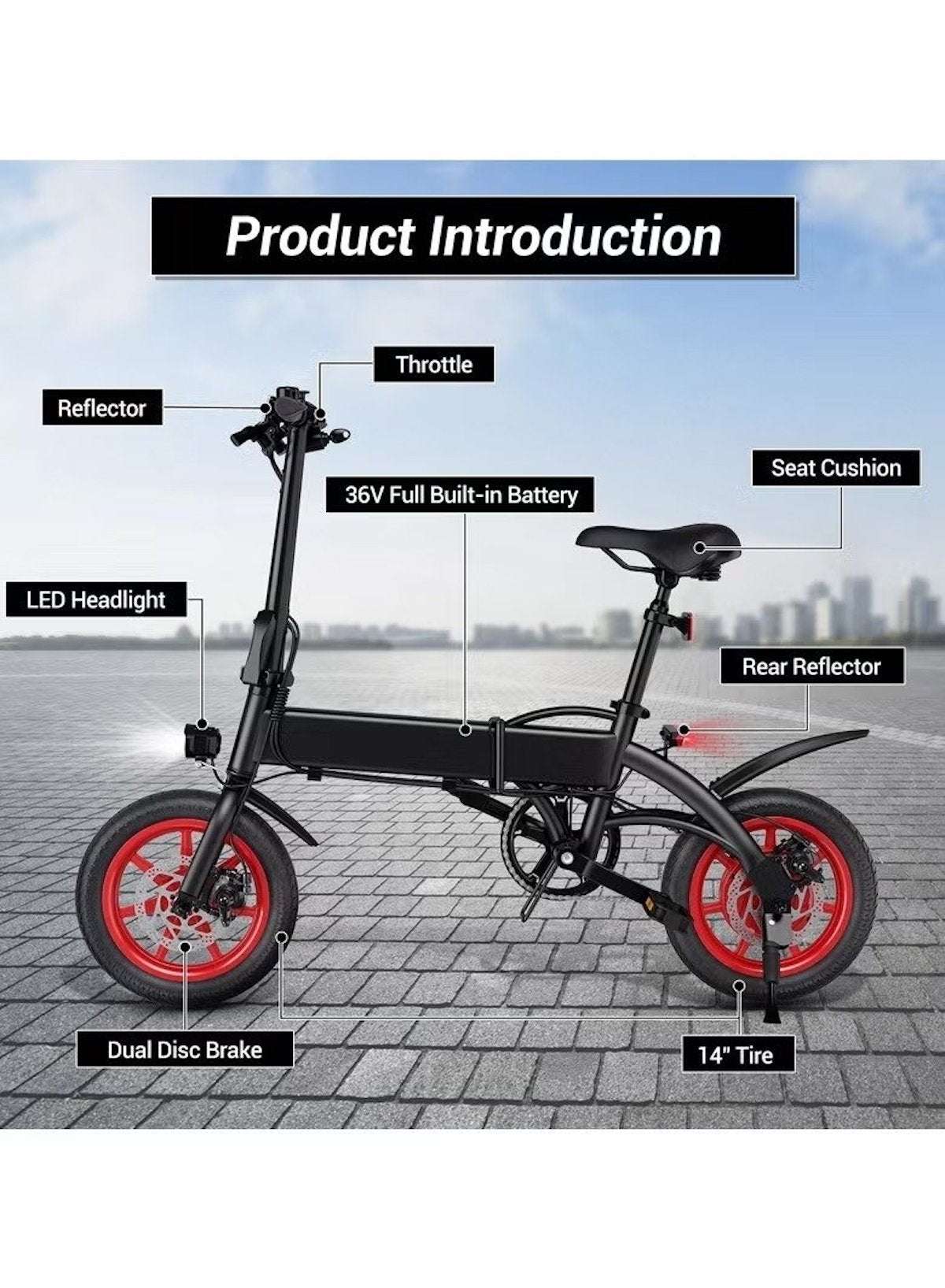 Premium Quality Adult Folding Electric Scooter with 350W Brushless Motor, 36V 8AH Battery, Carbon Alloy Frame, 14-Inch Tires, Dual Disk Brake, 35KM Range in Single Charge, Adjustable Seat Electric Scooter