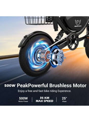 W3 Electric Scooter for Adults with 500W Brushless Hub Motor, 36V 8AH Battery, 35 KMH Max Speed, 25-35 KM Range, 14-Inch Tires, Dual Suspension, Disc Brakes, Lightweight Carbon Alloy Frame, Basket for Easy Storage, Urban Commuter E-Scooter