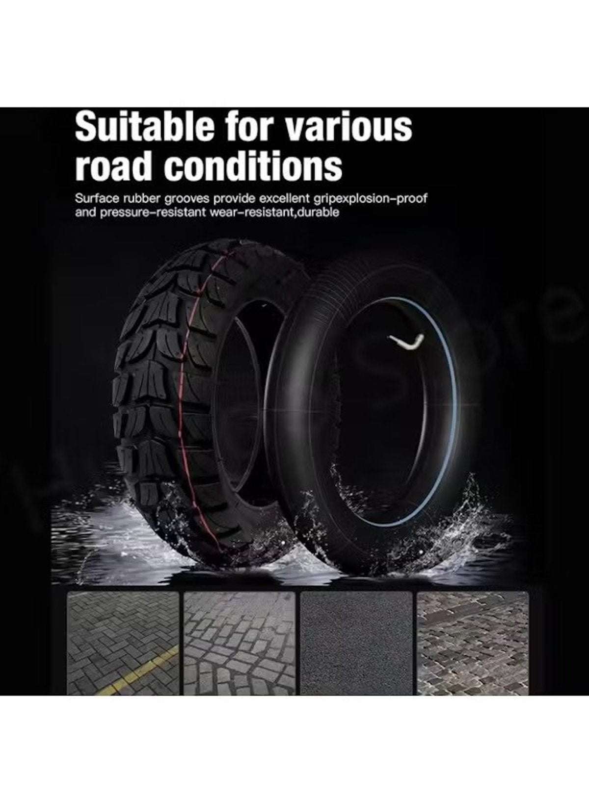 Original High-Quality 10-Inch Off-Road Outer Tire with Tube for Electric Scooters – 255x80 Inflatable All-Terrain Replacement Tire with Tube