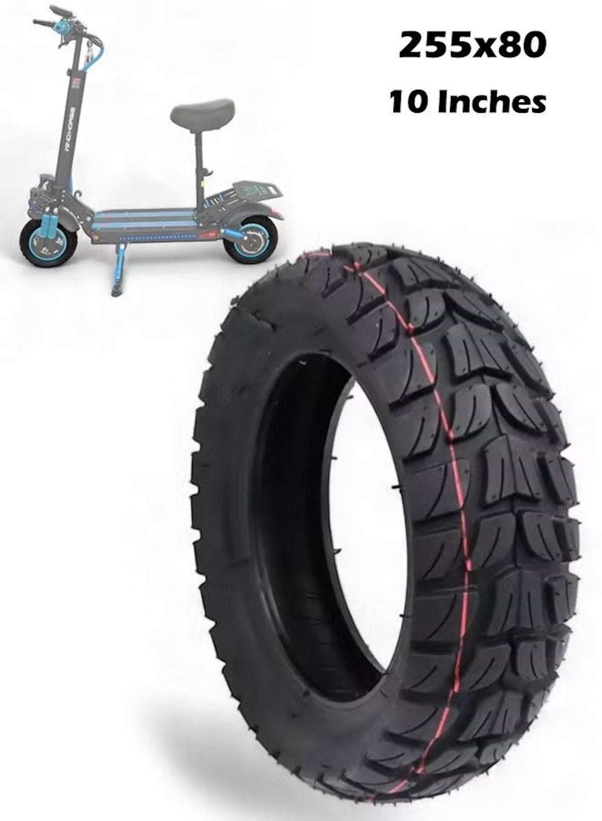 Original High-Quality 10-Inch Off-Road Outer Tire for Electric Scooters – 255x80 Inflatable All-Terrain Replacement Tire
