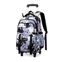 Wheeled kids backpack with star detail, splatter print, padded straps and side pocket