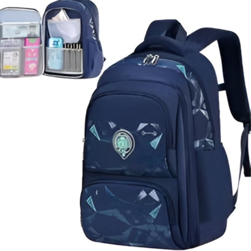 Huitich navy blue wheeled school bag for boys and girls with multiple compartments and pockets