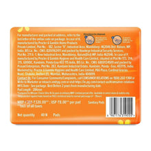 Sanitary pad package back panel with barcode and product details