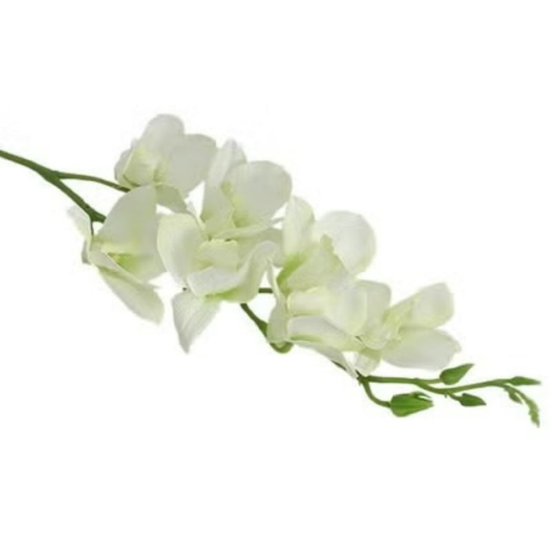Huitich white artificial dendrobium flowers with realistic petals and green stems