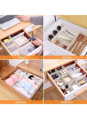 White grid drawer separator 47x7 cm organizing office, kitchen, bedroom, and bathroom drawers
