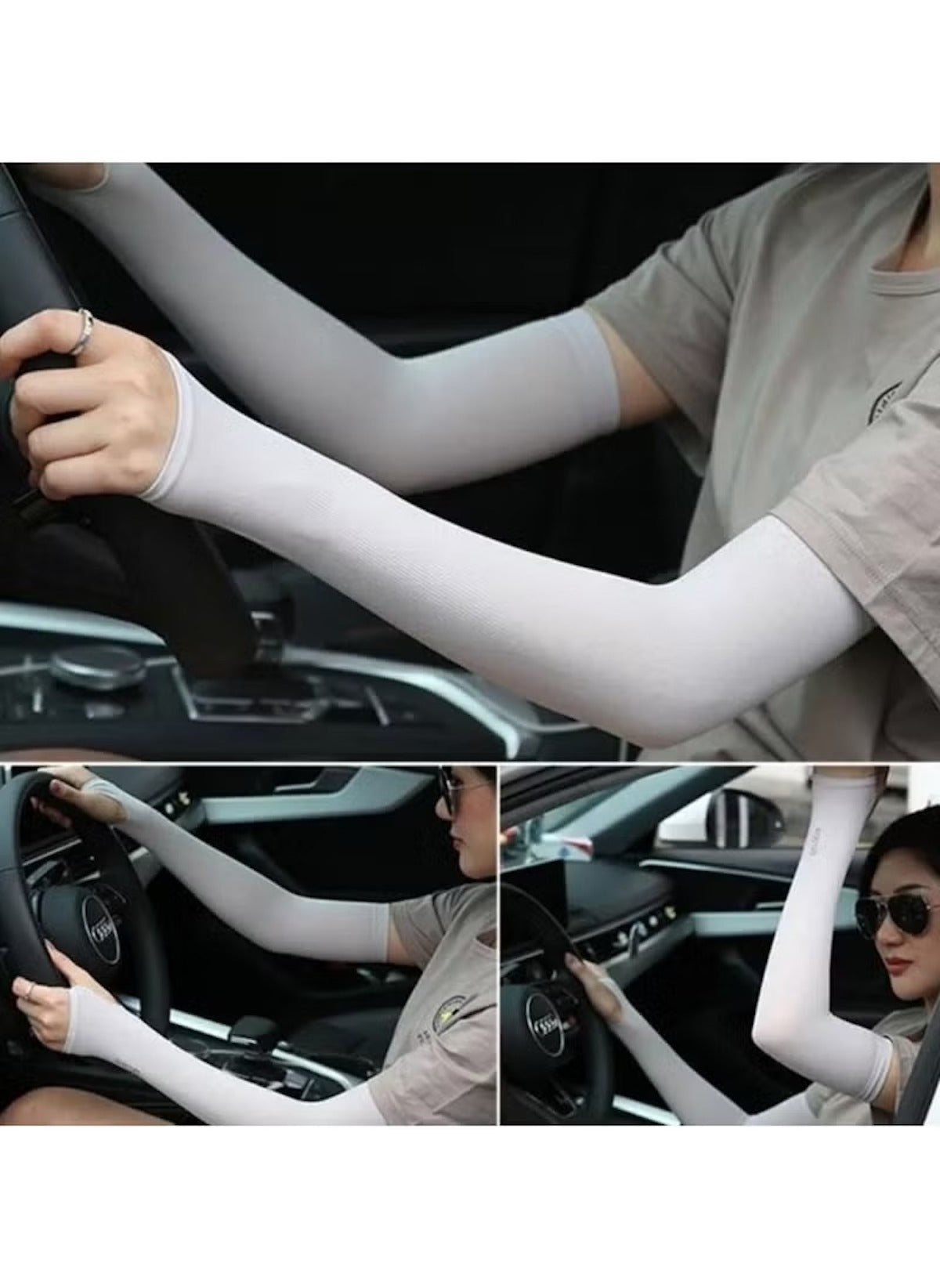 Huitich ice silk UV protection sleeves worn on arms while driving, lightweight and breathable
