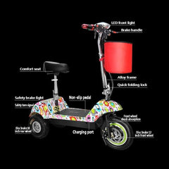 Winner sky white kids electric scooter with basket featuring LED front light and safety brake light
