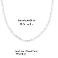 White pearl necklace; 38.5cm+5cm girth, alloy+pearl, 5g weight