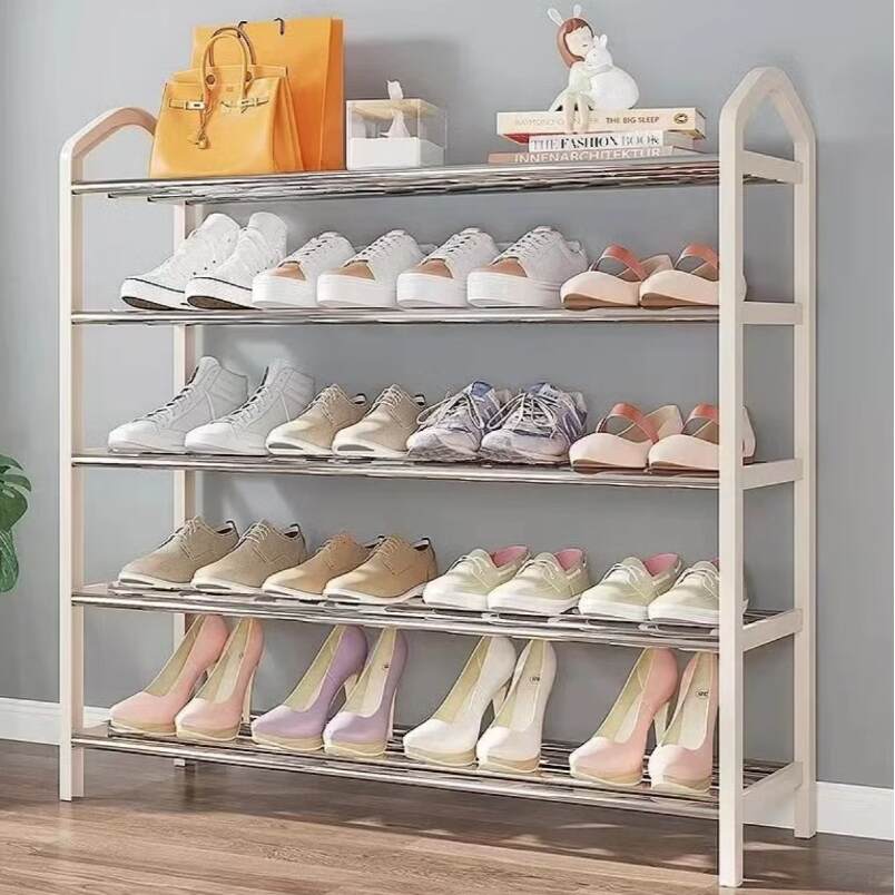 Huitich 5 tier shoe rack organizer with multiple pairs of shoes and storage space on top