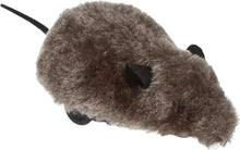 Plush gray-brown mouse cat toy with black tail and snout