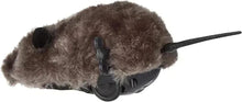 Plush mouse cat toy, gray fur with black eye details and tail
