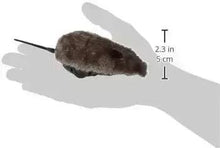 Plush mouse cat toy, brown-gray fur, long black tail