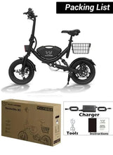 Electric scooter with front basket, dual suspension, and disc brake wheels