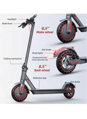 Winner 350W adult commuter scooter with 8.5 inch motor and back wheels, disc brakes, and folding mechanism