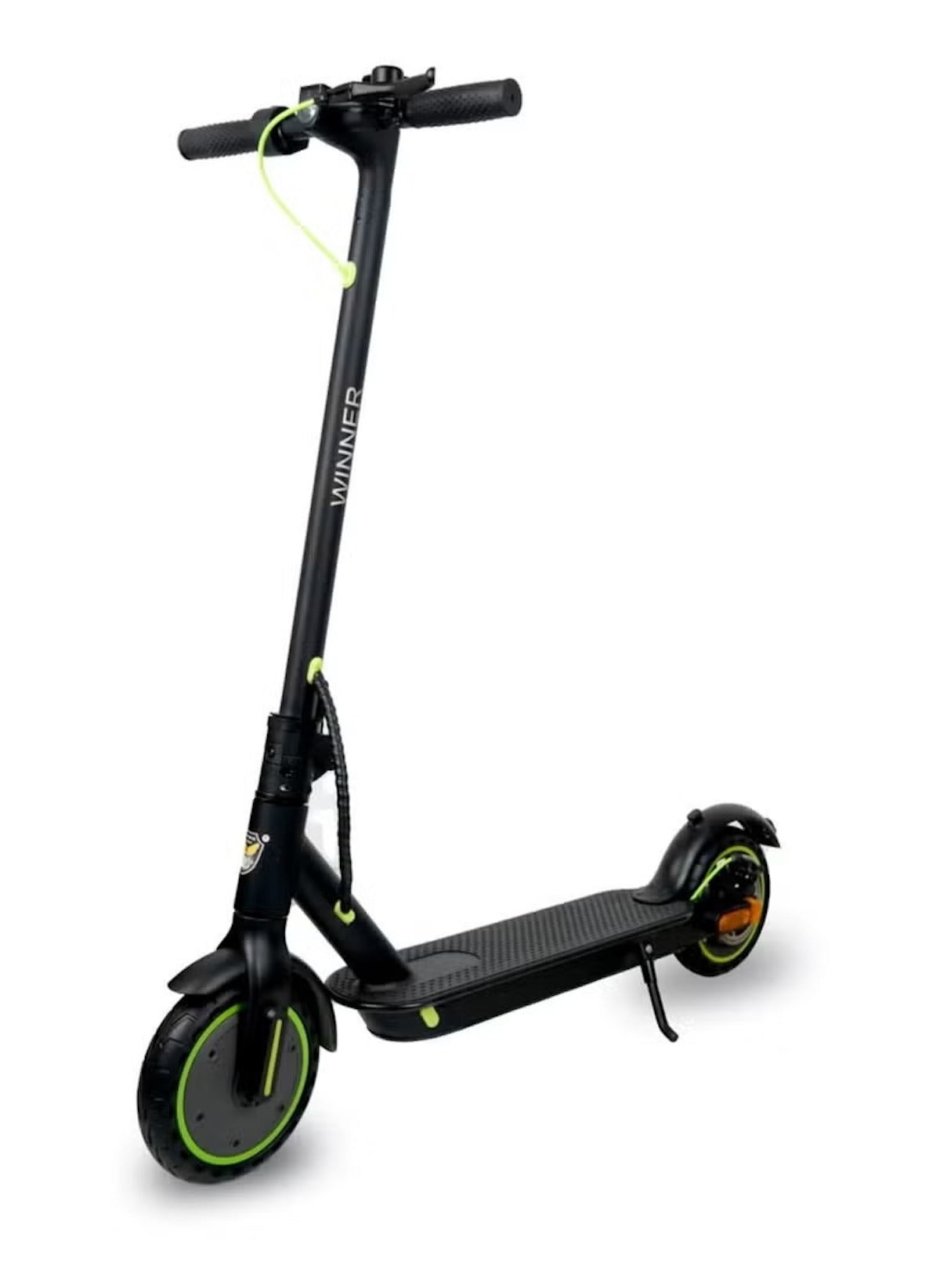 Winner 350W adult commuter scooter in black with green accents and foldable design