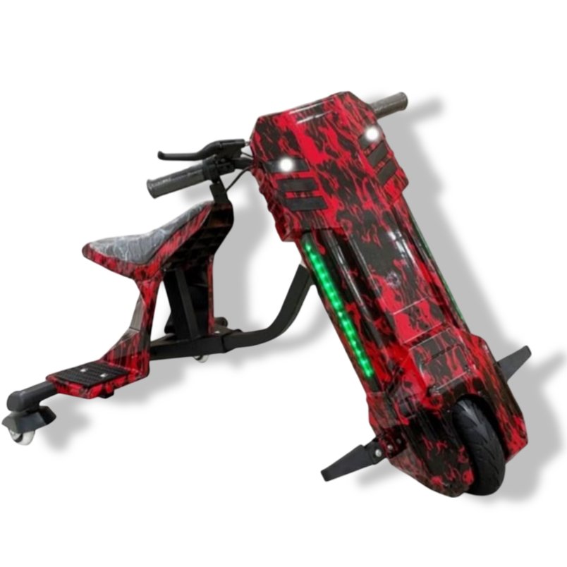 Winner Sky 3-Wheel Drifter Electric Scooter, designed for maximum fun and excitement Experience 360° Rotation, LED Lights, Comfortable Seat, and Bluetooth Connectivity in Red/Black Design - Mumzar.com