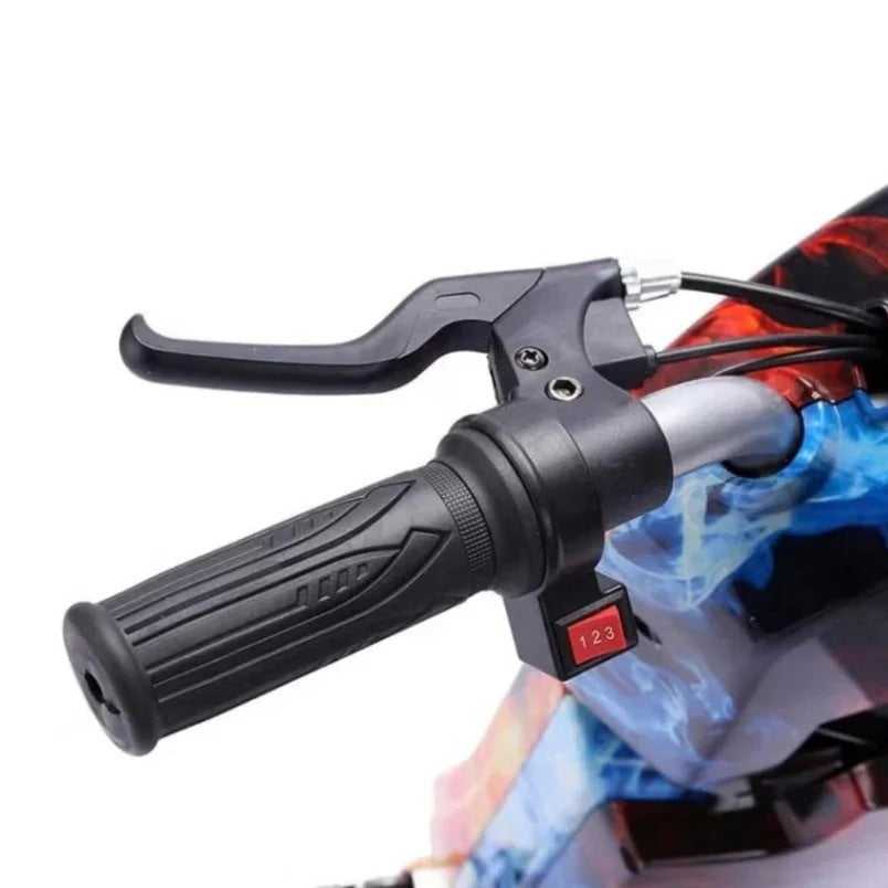Winner Sky Bluetooth seat scooter black handlebar grip and brake lever close up electric drifting scooter