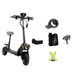 Winner Sky E10 electric bike black scooter with seat and accessories including helmet and lights