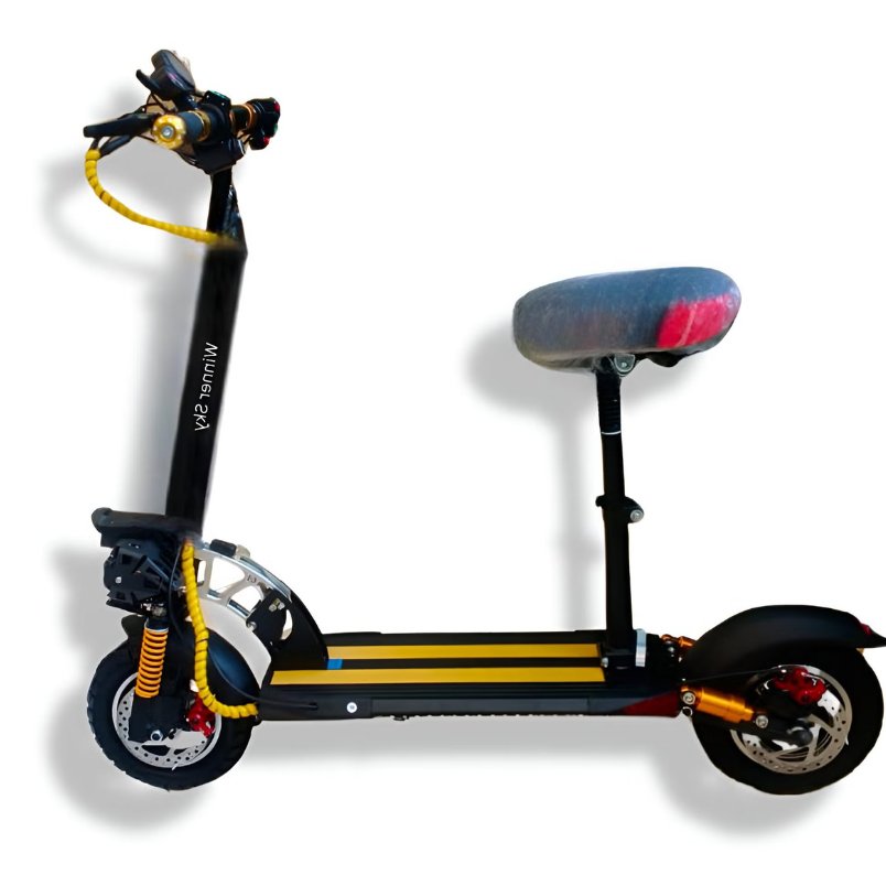 Winner Sky E10 foldable scooter electric scooter with black and yellow design and padded seat