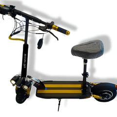 Winner Sky E10 foldable scooter electric with black and yellow design and padded seat