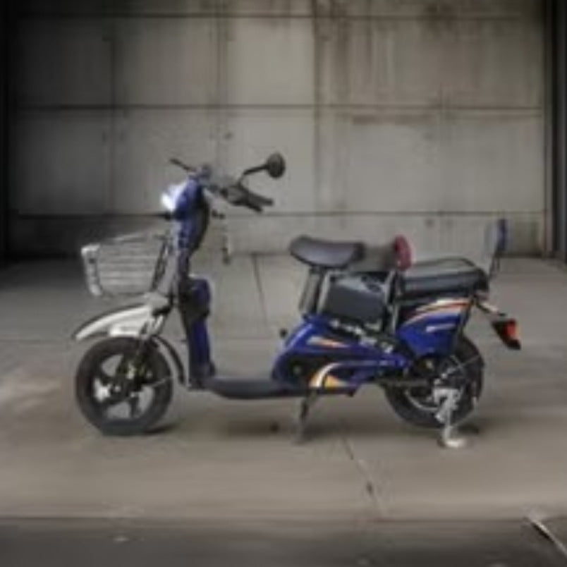 Winner sky electric grocery bike in blue with front basket and comfortable seat for urban commuting
