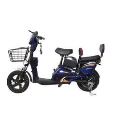 Winner sky electric grocery bike in blue with front basket and two seats for convenient shopping