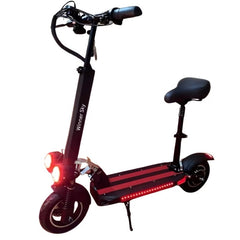 Huitich foldable electric scooter with seat in black featuring front lights and rear suspension