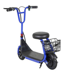 Winner Sky Metro electric scooter in blue with black seat and rear storage basket
