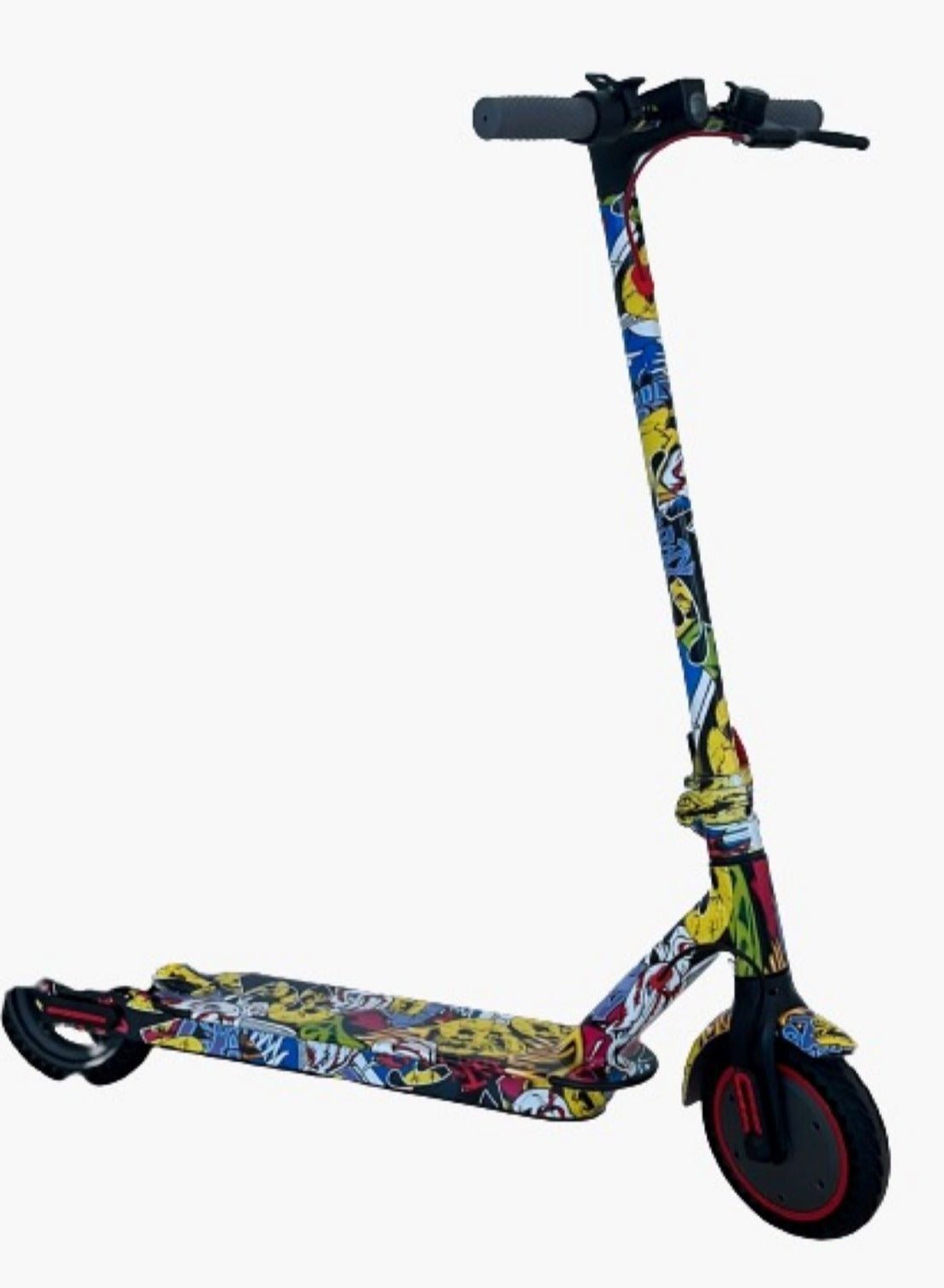 Winner Sky Mi 365 electric scooter with colorful graffiti design and black handlebars